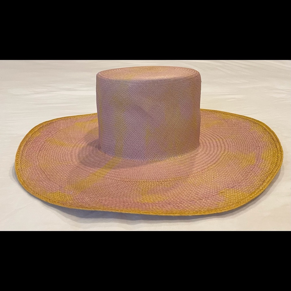 Cynthia Rowley Oversize Panama Hat Portrait Pink & Yellow
